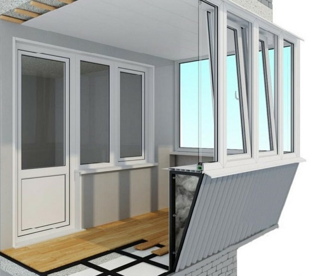 Остекление балконов с выносом: способы и технология